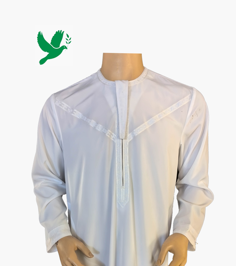 Main image of White Omani Style Arab Thobe Comfortable Muslim Attire